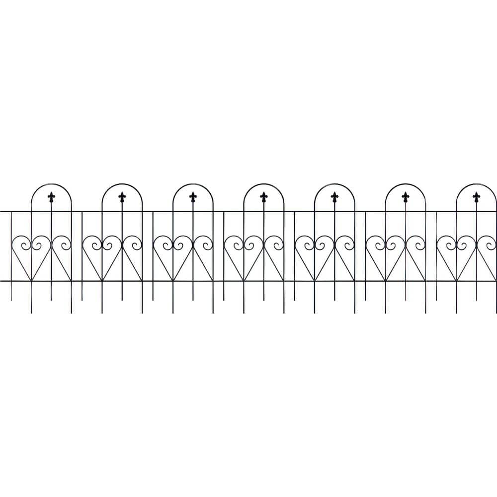7-Pack 32 in. High 10.2 ft. Long Black Galvanized Metal Garden Fence Removable Landscape Fence Barrier Customizable - Hercitys