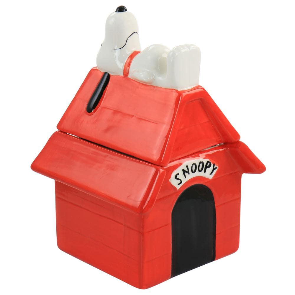 Peanuts Classic Snoopy Dog House Durastone 11.2 in. Cooke Jar in Red - Hercitys
