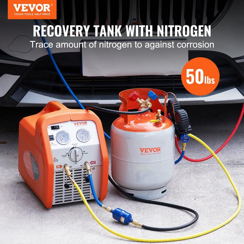 Refrigerant Recovery Tank 50 LBS Capacity 400 psi Portable Cylinder Tank with Y-Valve for Liquid/Vapor for R22/R134A - Hercitys