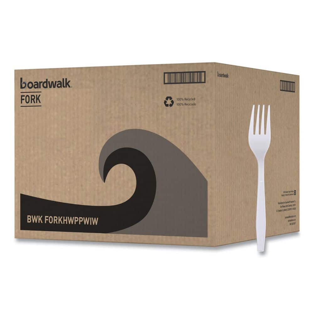White Heavyweight Wrapped Disposable Polypropylene Forks (1,000-Carton) - Hercitys