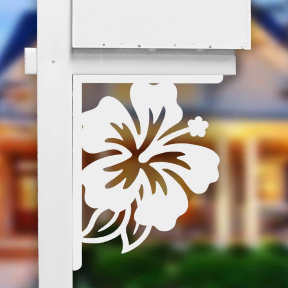 Decorative 16 in. Paintable PVC Hibiscus Mailbox or Porch Bracket - Hercitys