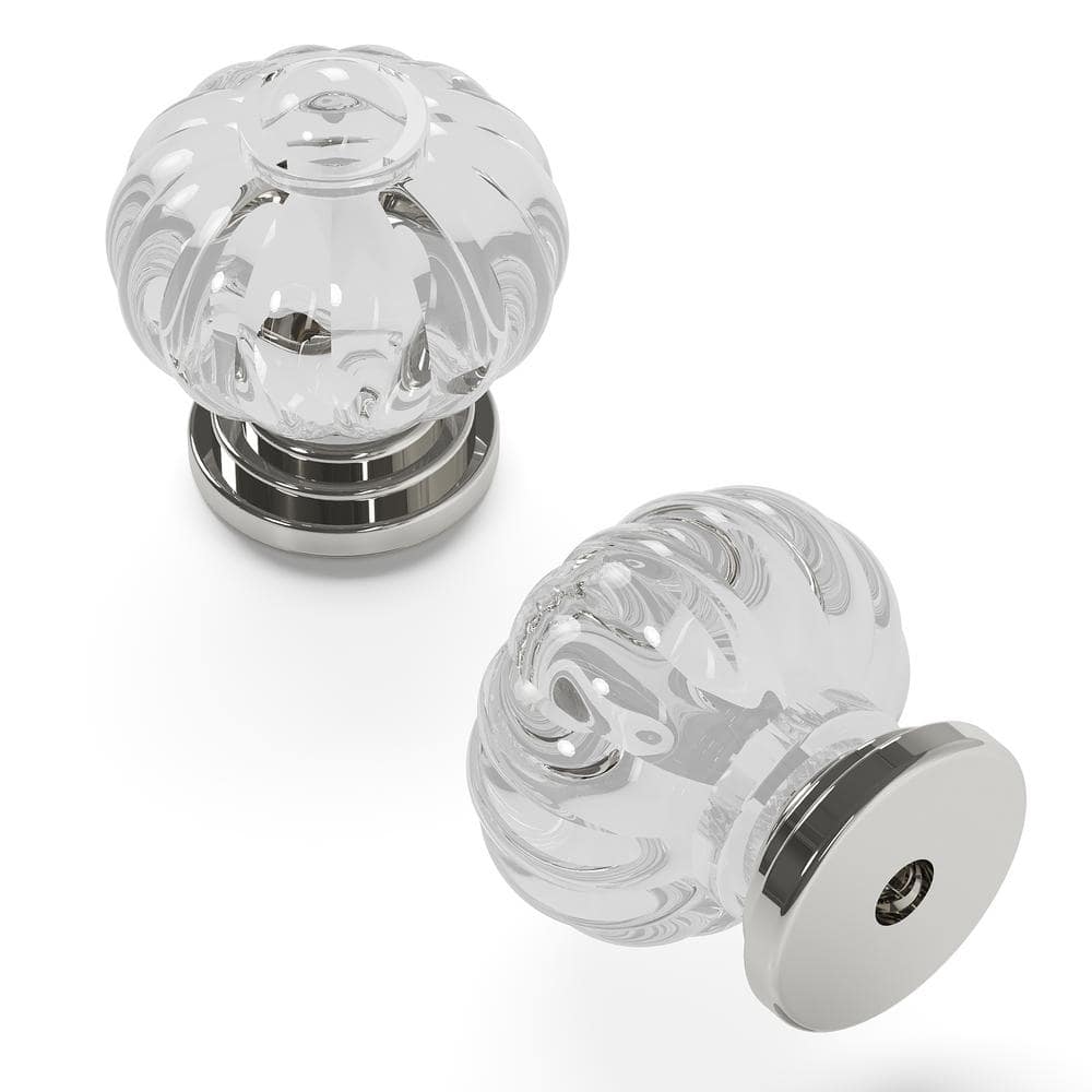 Crystal Palace 1-1/8 in. Dia Crysacrylic with Polished Nickel Finish Cabinet Knob (10-Pack) - Hercitys