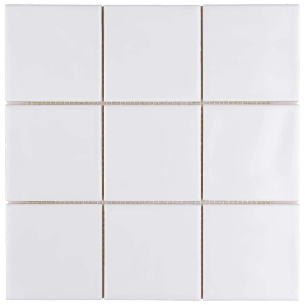 Twist Square White Ice 11-3/4 in. x 11-3/4 in. Ceramic Mosaic Tile (9.8 sq. ft./Case) - Hercitys