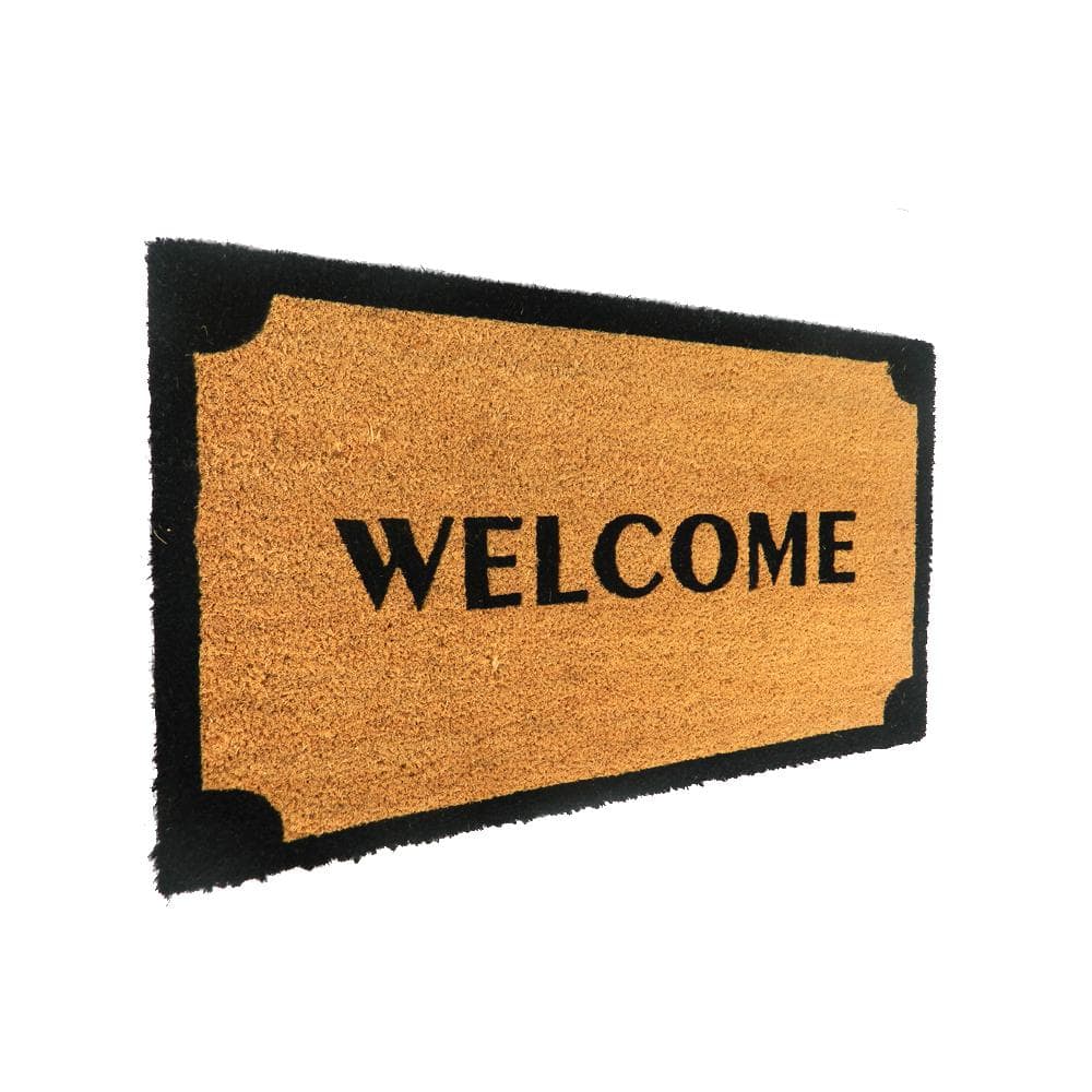 Welcome Natural 18 in. W x 30 in. L Coir Non-Slip Indoor Outdoor Door Mat - Hercitys