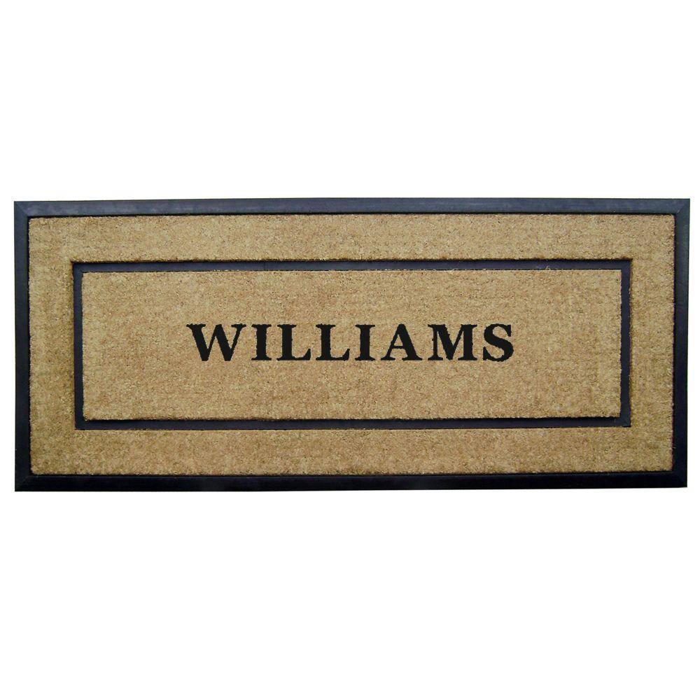 Heavy Duty Brown 24 in. x 57 in. Rubber Coir Single Picture Frame Monogrammed B Indoor Outdoor Door Mat - Hercitys