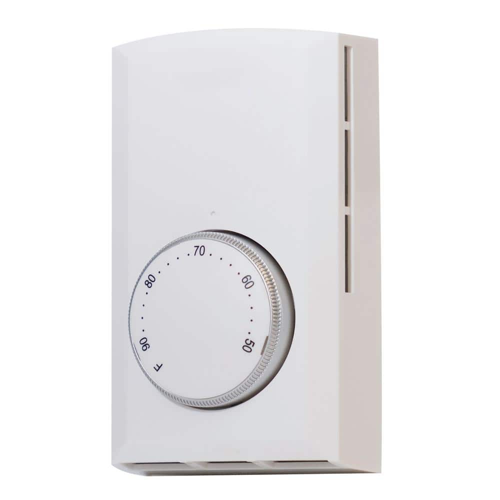 Single-pole 22 Amp Line Voltage 120/240/208-volt Mechanical Wall-mount Non-programmable Thermostat in White - Hercitys