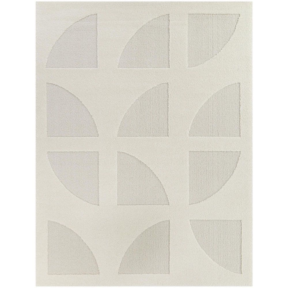 Merrill Cream 5 ft. 3 in. x 7 ft. Geometric Area Rug - Hercitys