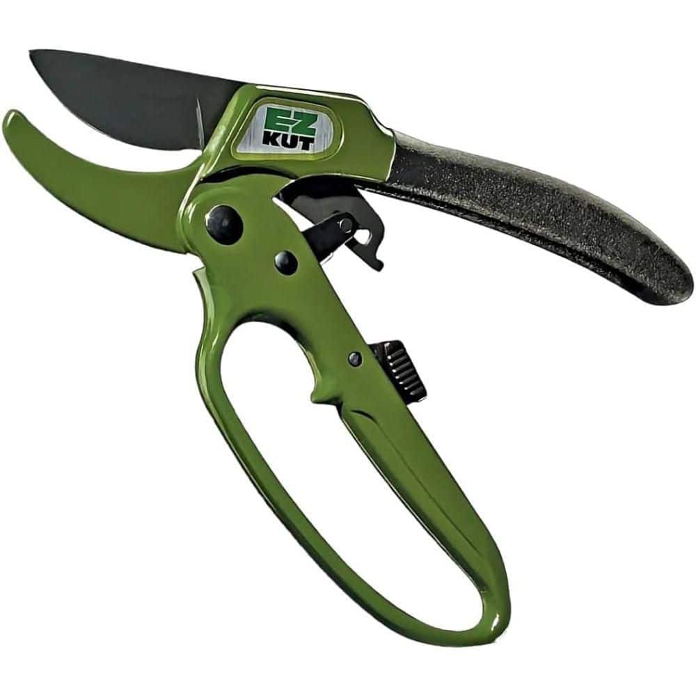 8.26 in. Ratcheting Pruning Shears featuring SK-5 High Carbon Steel Blade for Clean Cuts up to 1.5 in Thick Branches - Hercitys