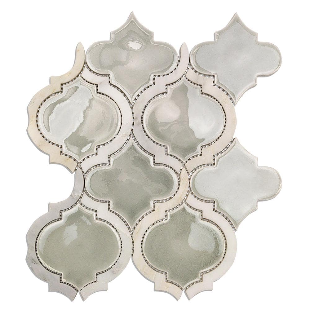 Delphi Arabesque Tundra 10 in. x 12 in. Glazed Ceramic Mosaic Tile (0.80 sq. ft./Sheet) - Hercitys