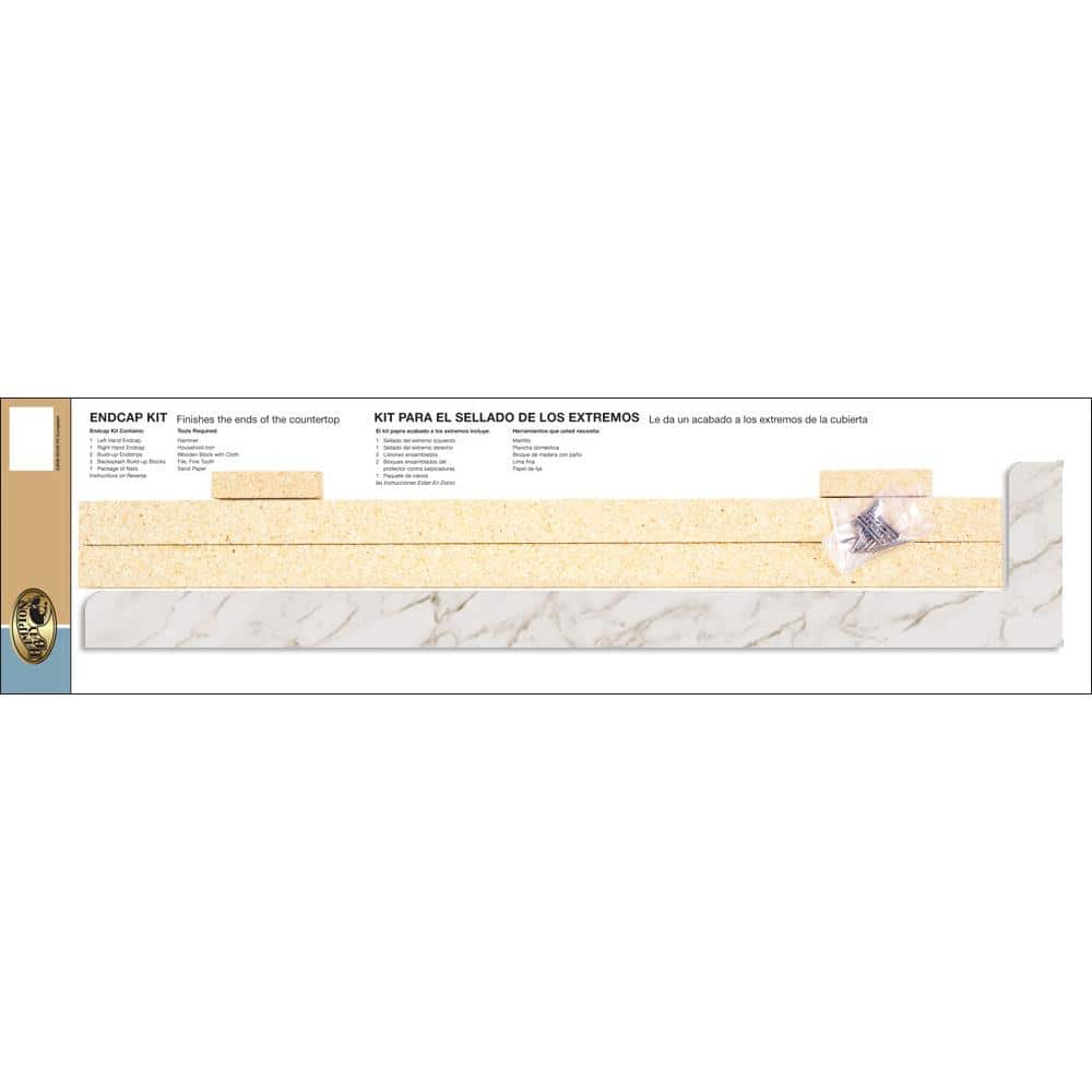 Laminate Endcap Kit for Countertop with Integrated Backsplash in Anzio Marble - Hercitys