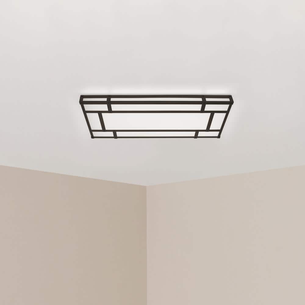 Winslow 49 in. Contemporary Aged Iron Selectable CCT Integrated LED Flush Mount for Kitchens - Hercitys