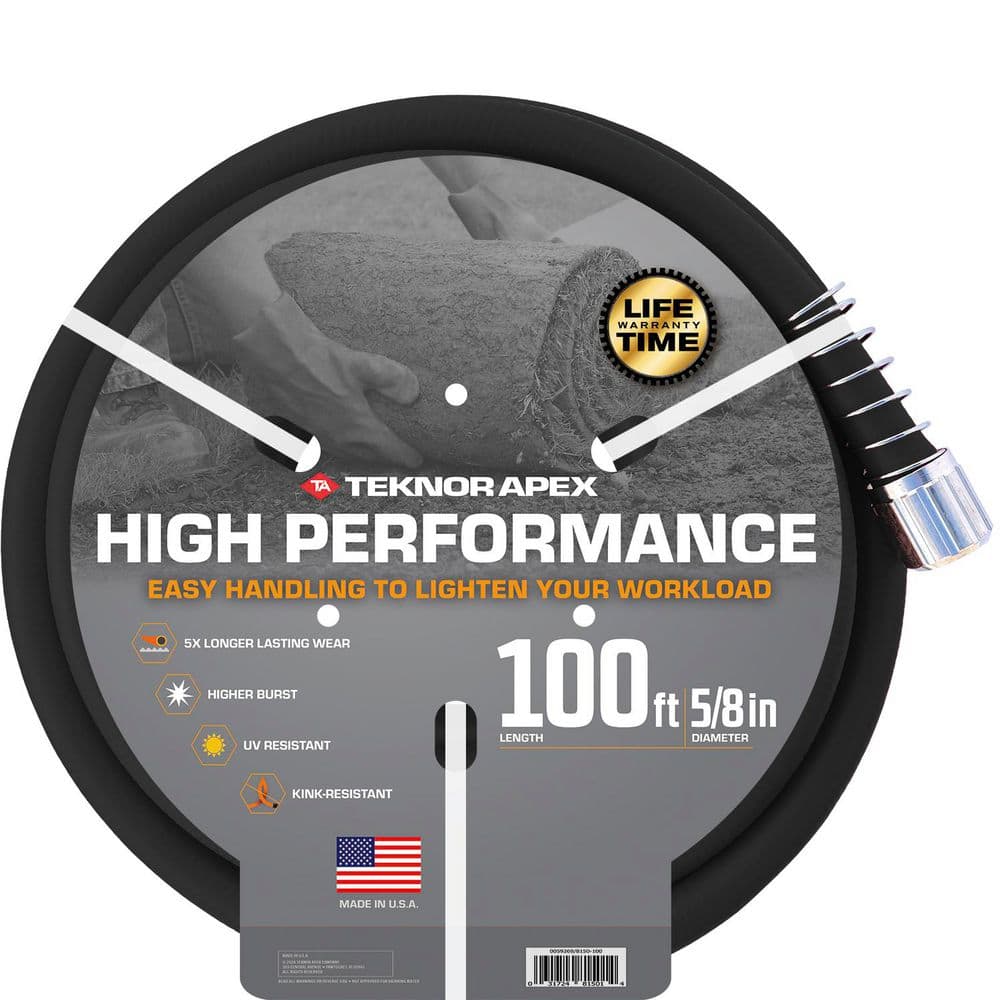 High-Performance 5/8 in x 100 ft. Kink Resistant, Black Durable Contractor Garden Hose - Hercitys