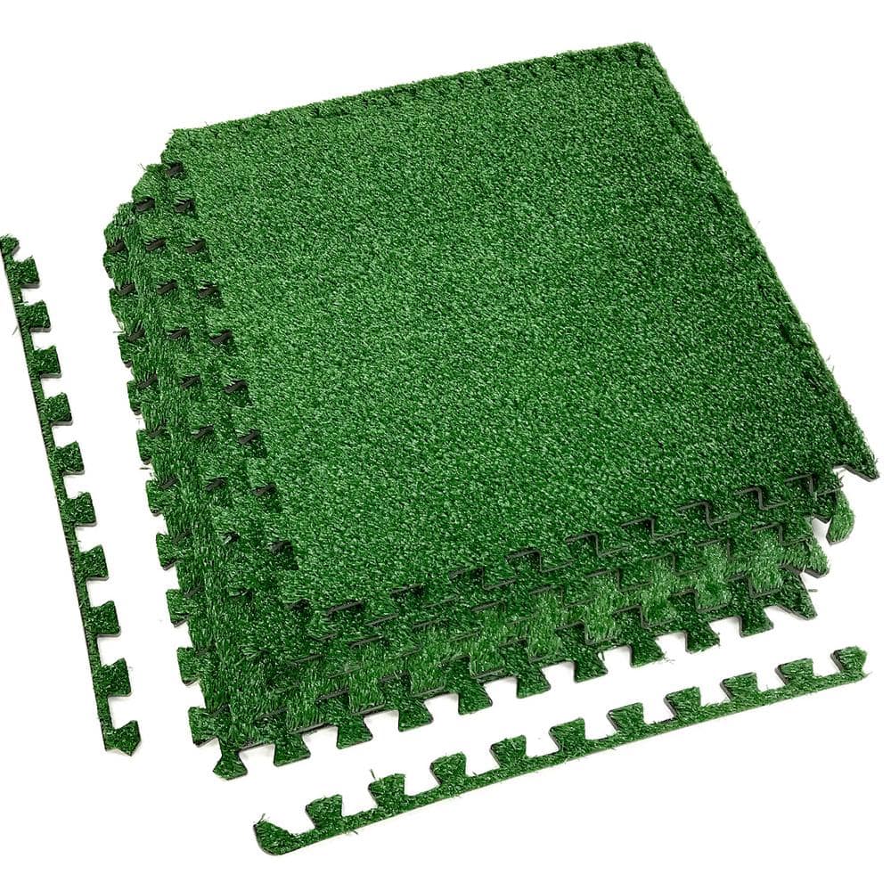 Green Grass – Residential 24 x 24 in. Interlocking Carpet Mat Square (48 sq. ft.) - Hercitys