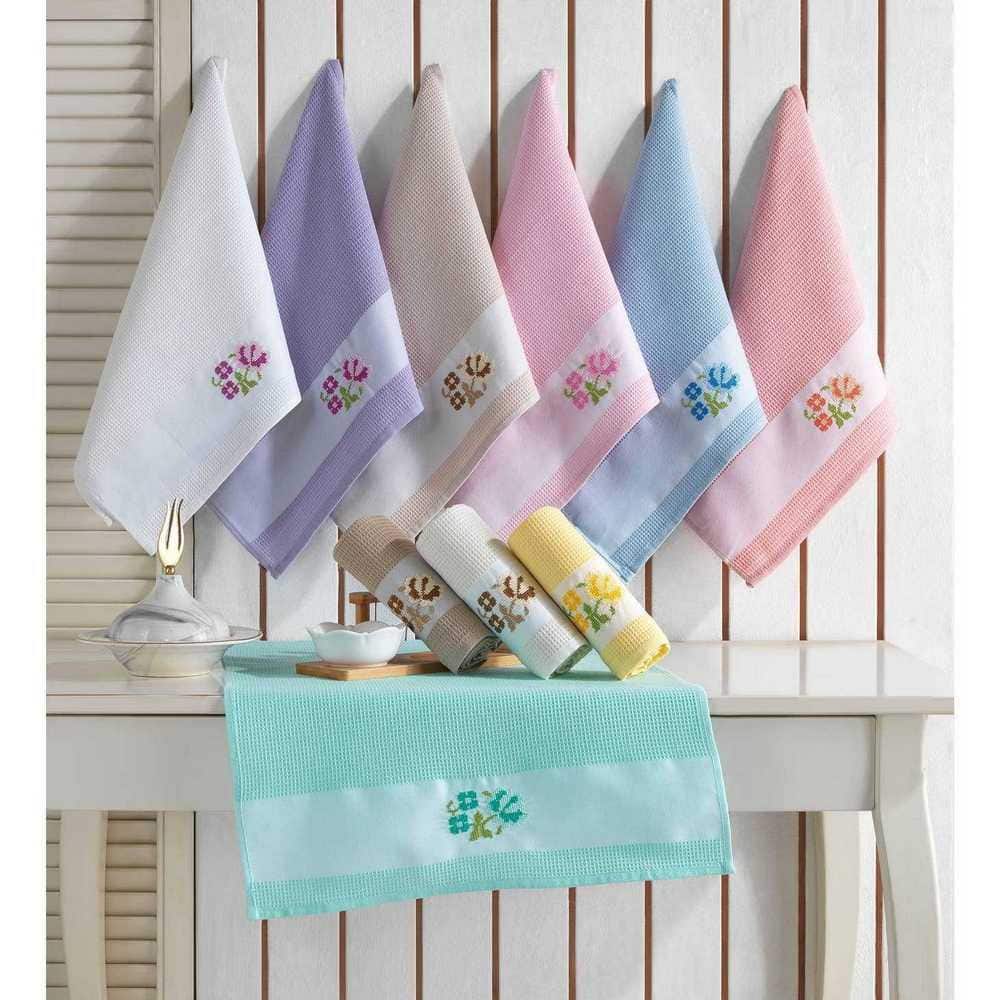 KAFTHAN Textile Multicolor Floral Cotton Kitchen Towel Set (Set of 10) - Hercitys