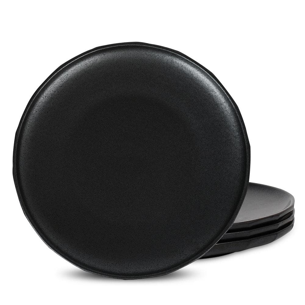 Rio 4-Piece Black Stoneware Dinner Plate Set (Service for 4) - Hercitys