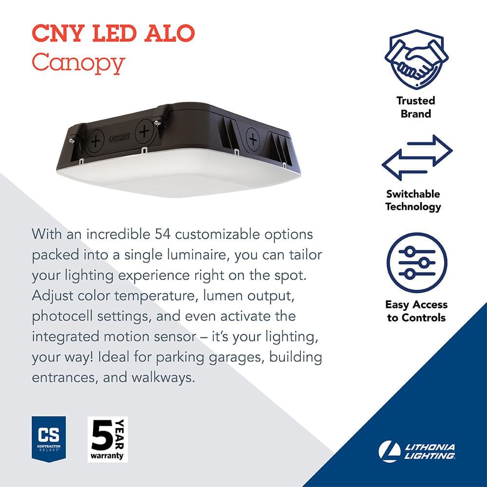 CNY 250-Watt Equivalent Bronze Outdoor Integrated LED Canopy Light w/Adjustable Lumens, CCT, Motion Sensor, Photocell - Hercitys