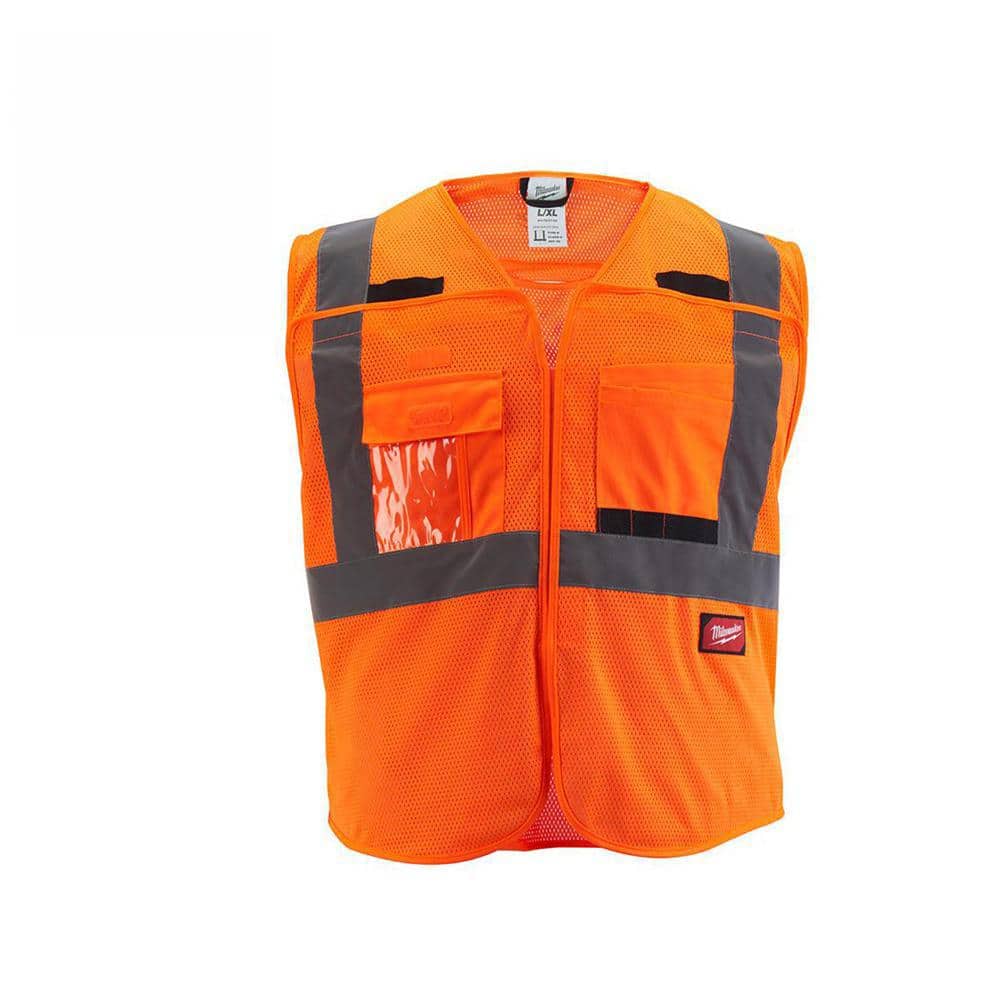 Small/Medium Orange Class-2 Breakaway Polyester Mesh High Visibility Safety Vest with 9-Pockets - Hercitys