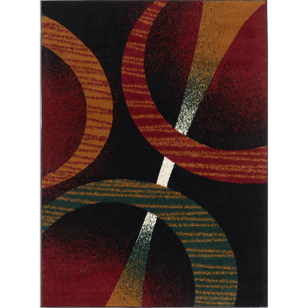Premium Indus Black/Brown 5 ft. x 7 ft. Geometric Area Rug - Hercitys