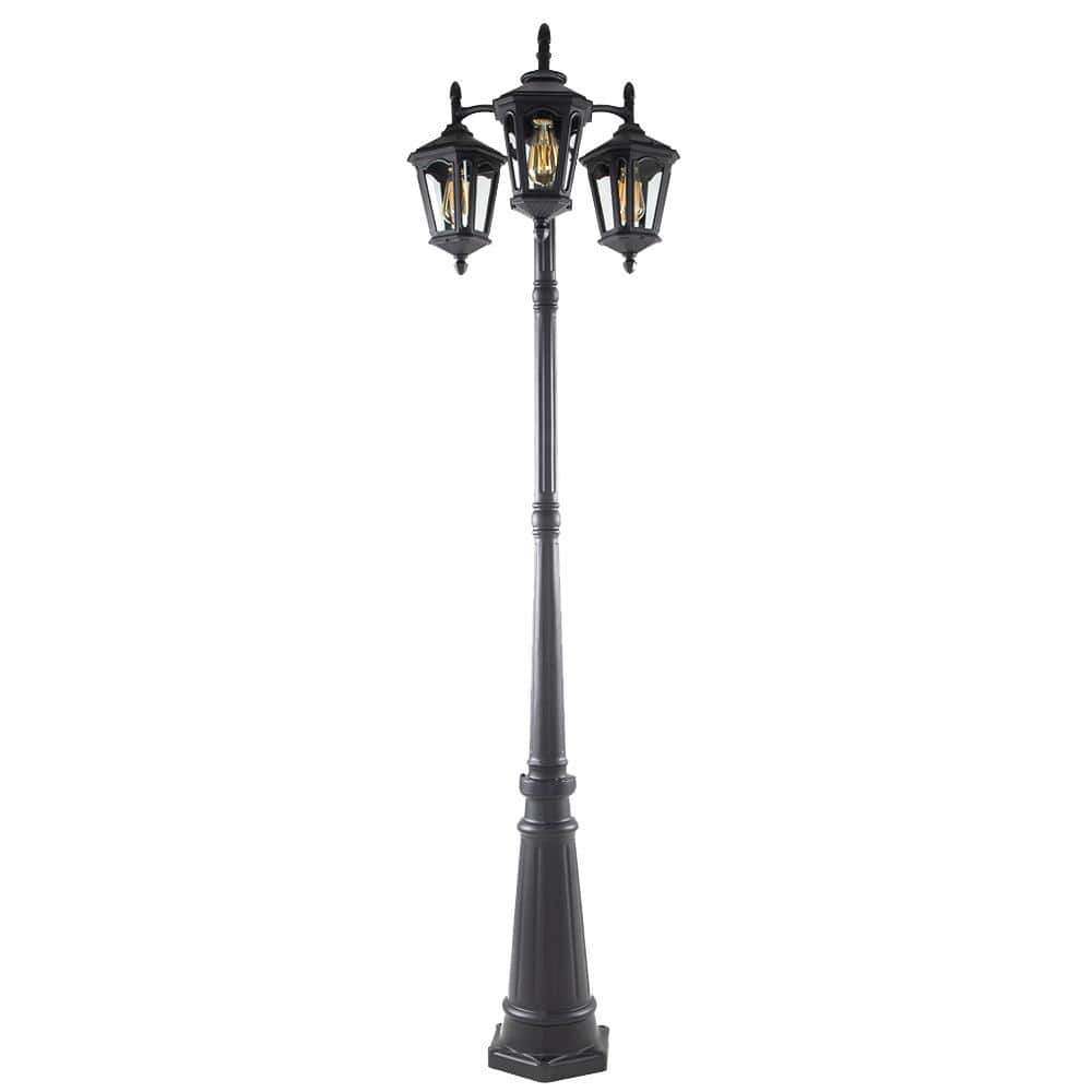 Lutec 94 in. 3-Head Black Outdoor Post Light - Hercitys