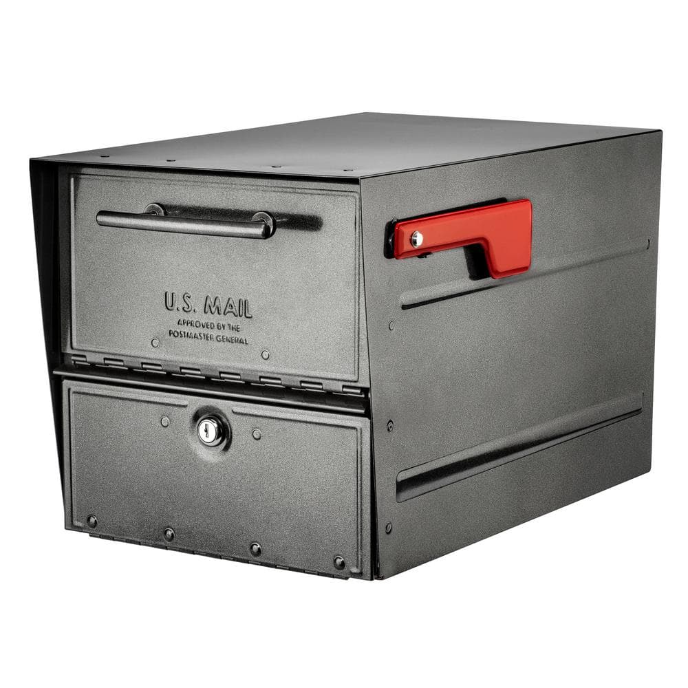 Oasis Eclipse Pewter, Large, Steel, Locking, Post Mount Parcel Mailbox - Hercitys