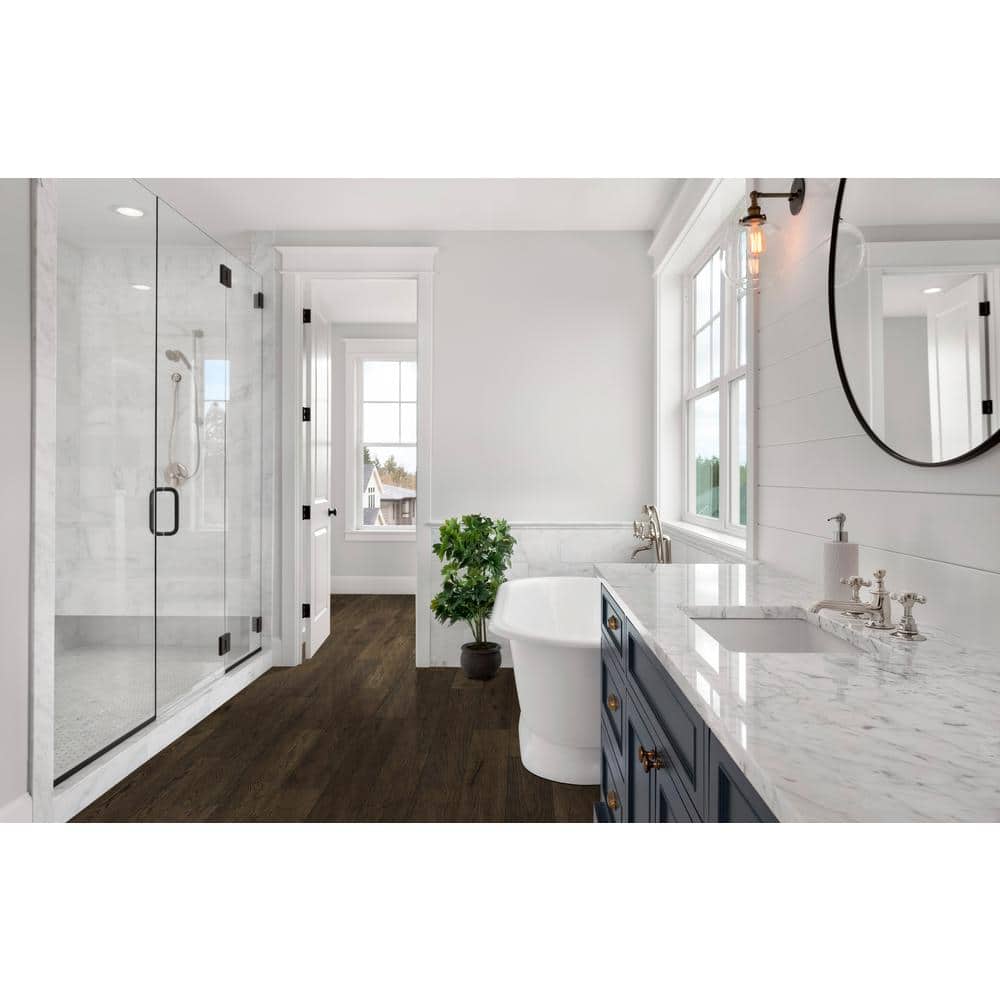 Sepia Brown Hickory Hickory 1/4 in. T x 6.5 in. W Click Lock W Brushed Engineered Hardwood Flooring (21.7 sq.ft./case) - Hercitys