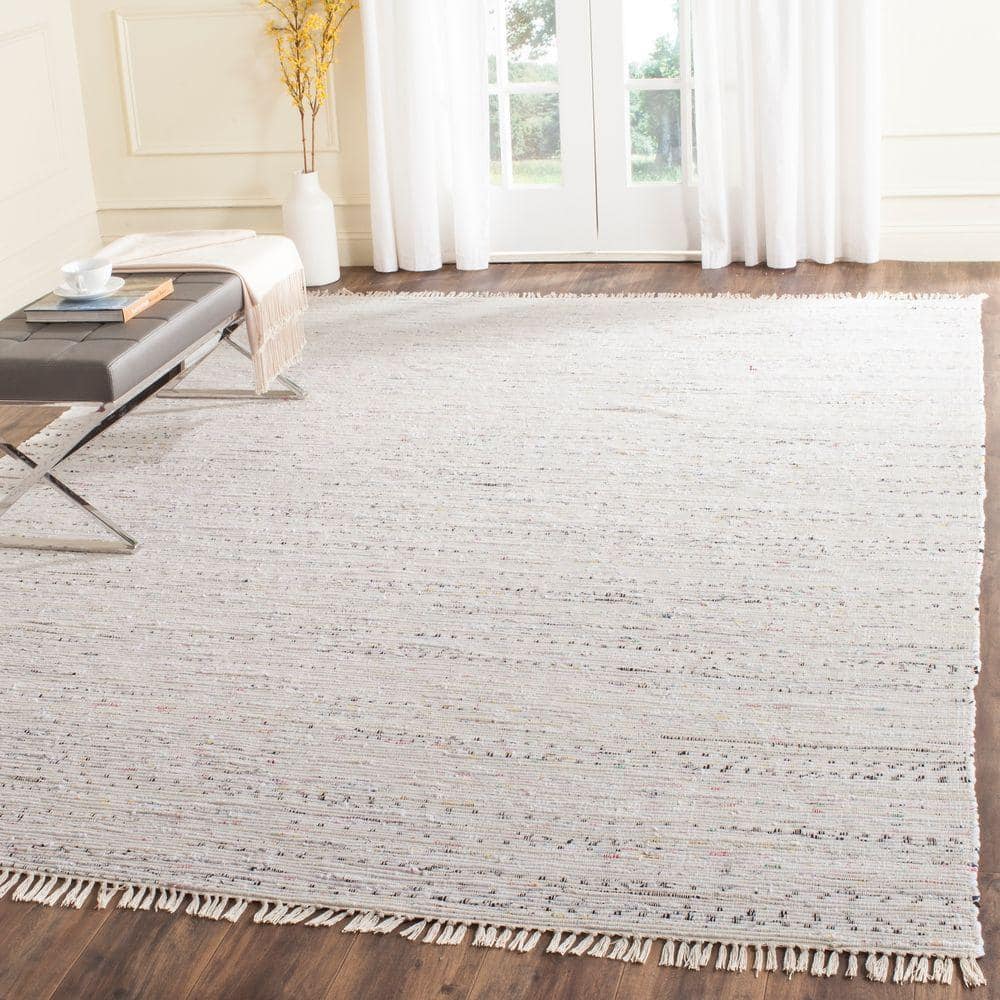 Rag Rug Ivory/Multi 9 ft. x 12 ft. Gradient Striped Area Rug - Hercitys