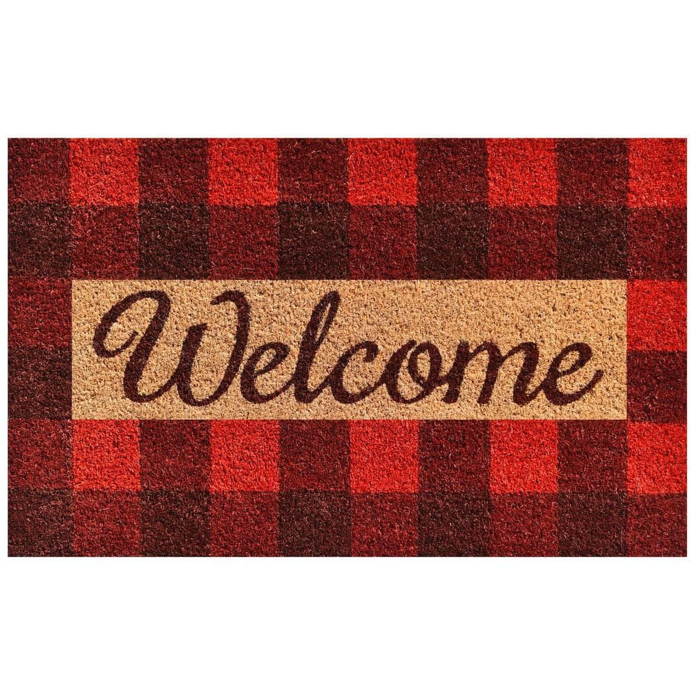Pretty in Plaid Red/Natural 17 in. x 29 in. Door Mat - Hercitys