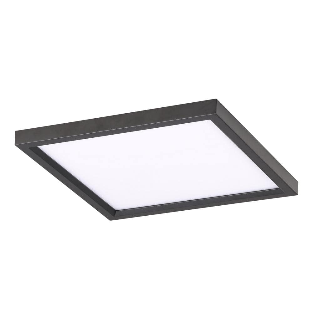 Vantage 15 in. sq. 1-Light Black LED Flush Mount with White Acrylic Diffuser - Hercitys