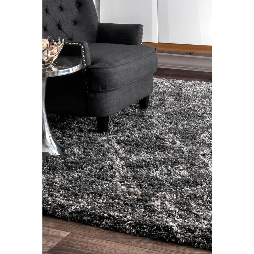 Iola Plush Shag Gray 9 ft. x 12 ft. Area Rug - Hercitys