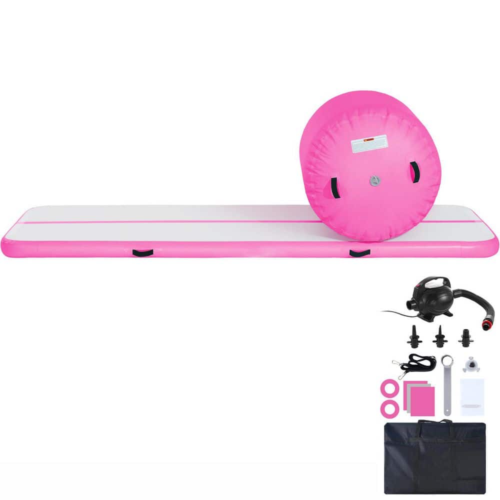 Inflatable Gymnastics Air Mat Set, 2 PCS Tumbling Mat, Pink, 118.11 in. L 39.76 in. W 32.34 sq.ft. 101.6 mm Thickness - Hercitys