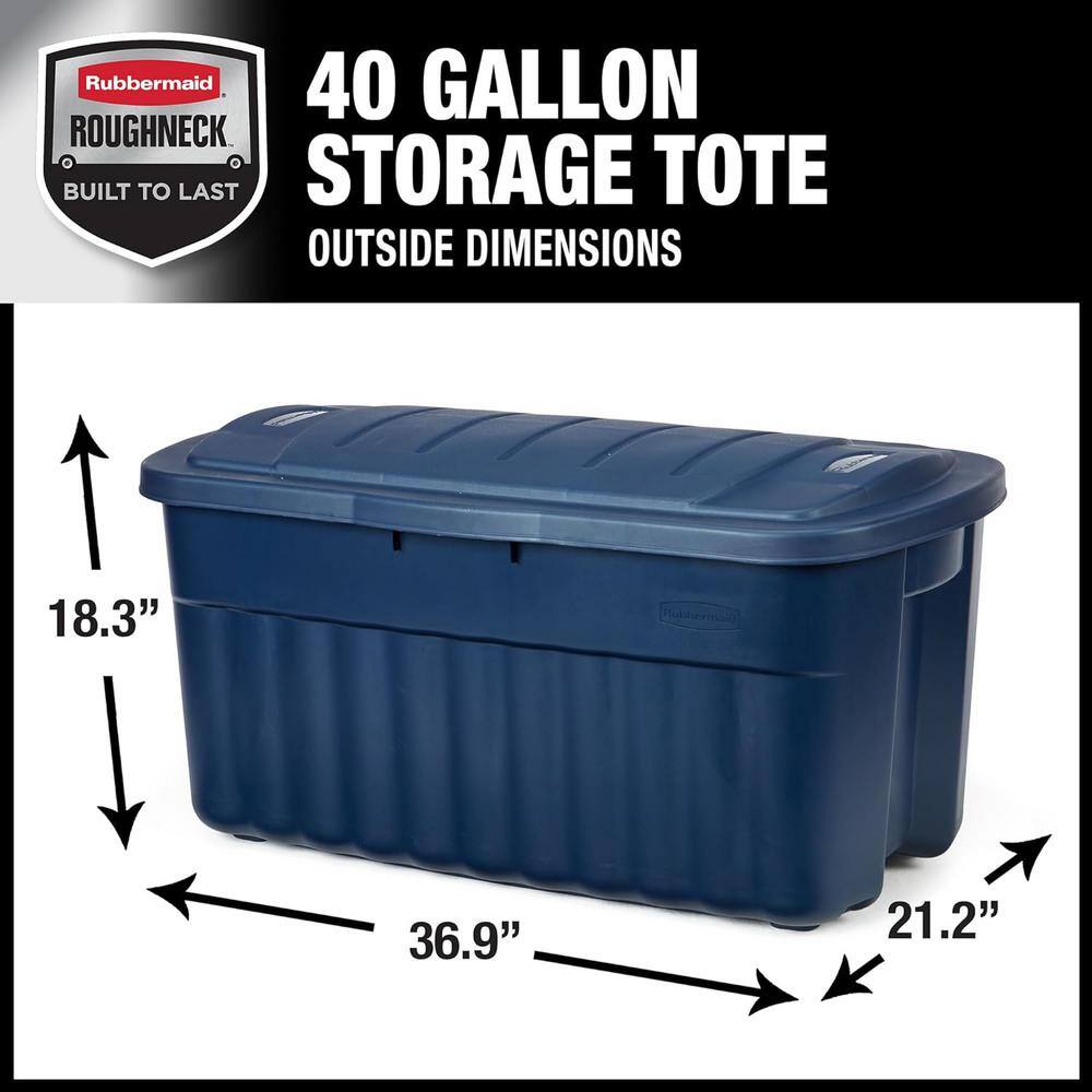 Roughneck️ 40 Gal. Storage Totes with Hinged Lids, Dar Indigo Metallic, Pack of 2 - Hercitys