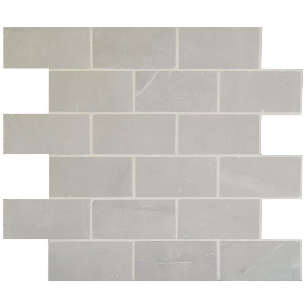 Madison Celeste Subway 12 in. x 12 in. x 0.40 in. Polished Porcelain Mesh-Mounted Mosaic Tile (8 sq. ft./Case) - Hercitys