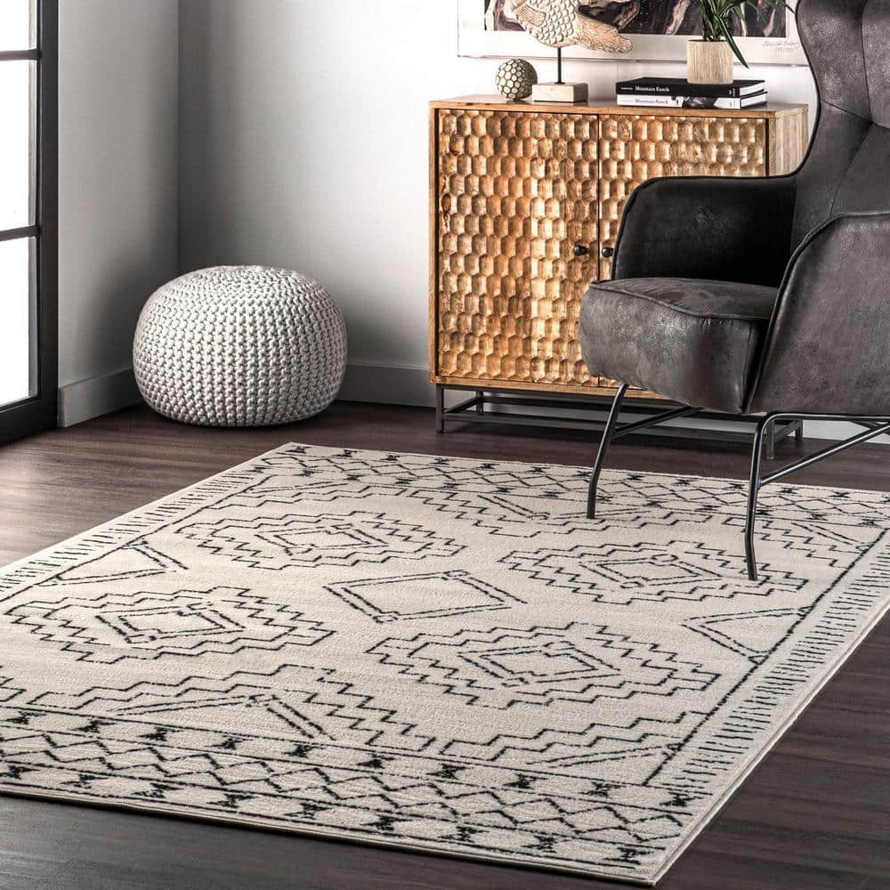 Noa Tribal Moroccan Gray 9 ft. x 12 ft. Area Rug - Hercitys