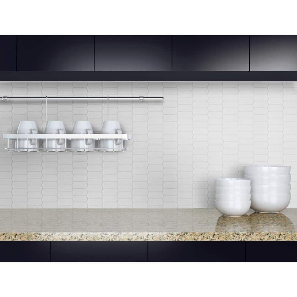 Retro Bianco Picket 12 in. x 14 in. x 0.31 in. Polished Porcelain Mesh-Mounted Floor and Wall Tile (10.5 sq. ft./Case) - Hercitys