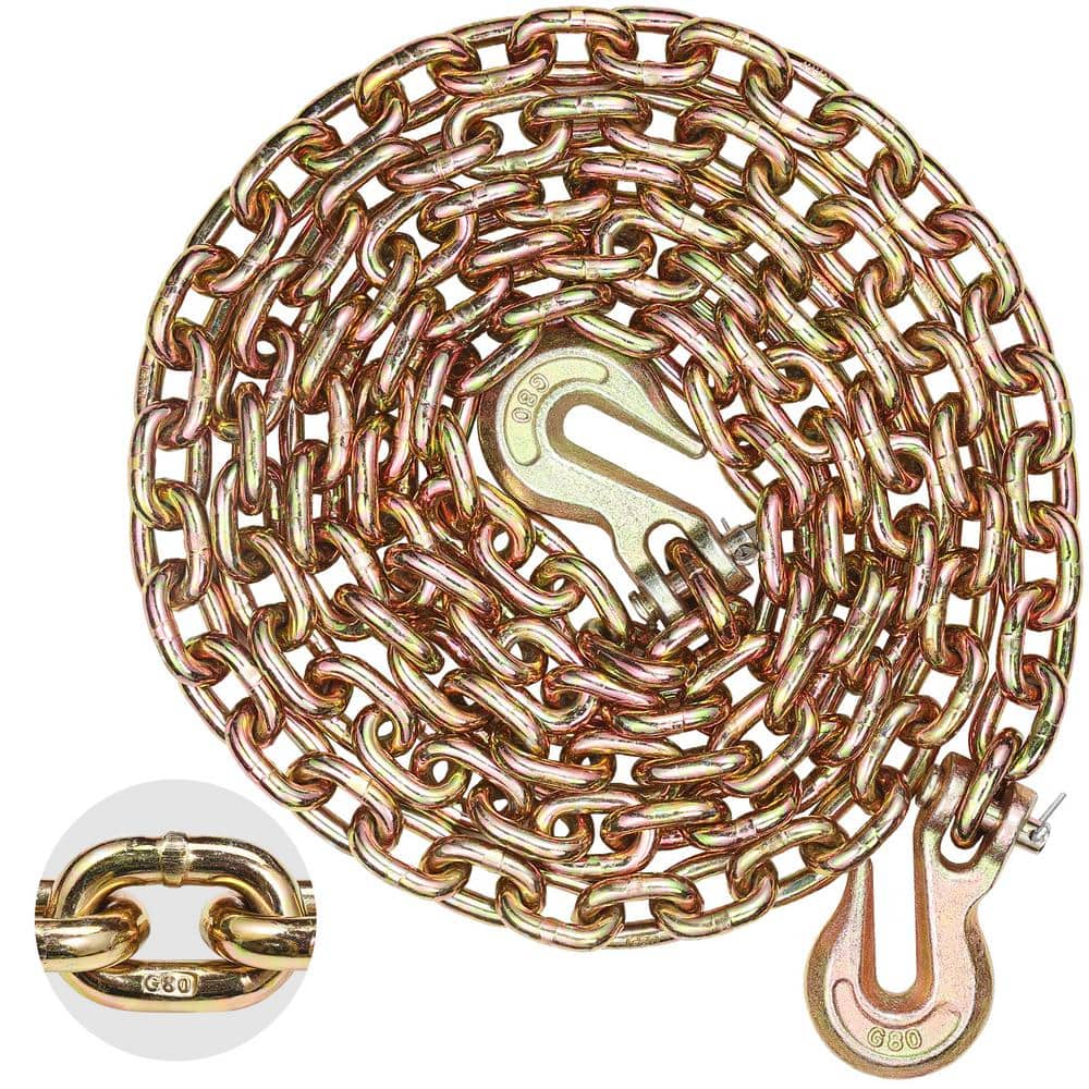 G80 Transport Binder Chain, 5/16 in. Tow Chain with Clevis Grab Hooks, 4,900 lbs. Safe Working Load - Hercitys