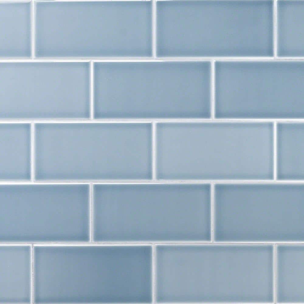 Magnitude Blue 4 in. x 8 in. x 7.5mm Polished Ceramic Subway Wall Tile (68 pieces / 14.63 sq. ft. / box) - Hercitys