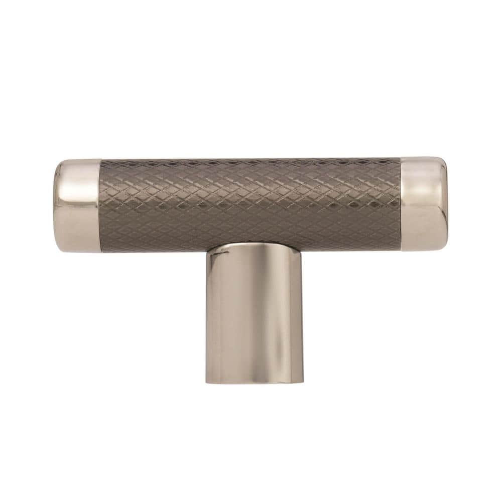 Esquire 2 5/8 in. L  67 mm  Polished Nickel/Gunmetal T Shaped Cabinet Knobs (25-Pack) - Hercitys