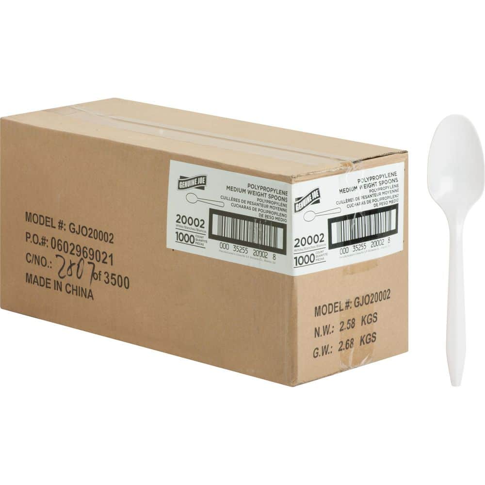 White Polypropylene Medium-Weight Spoons - Hercitys