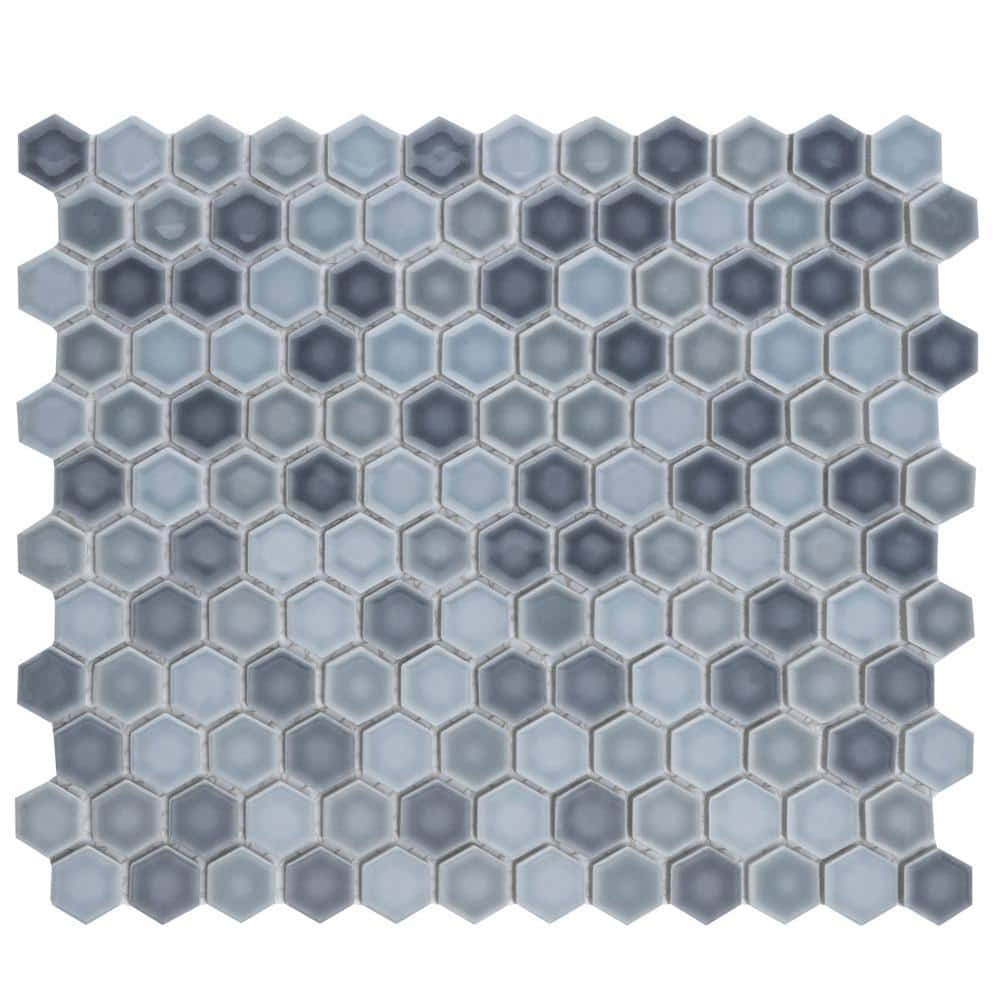 Hudson 1 in. Hex Stillwater 11-7/8 in. x 13-1/4 in. Porcelain Mosaic Tile (11.2 sq. ft./Case) - Hercitys