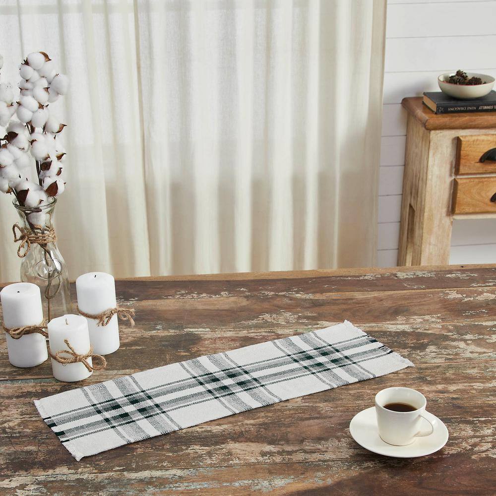 Harper 8 in. W x 24 in. L Green Plaid Cotton Polyester Table Runner - Hercitys