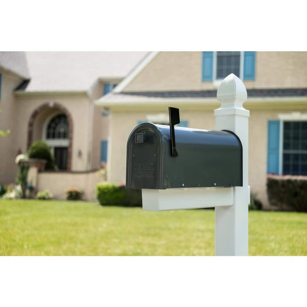 Edson Gray, Medium, Steel, Post Mount Mailbox - Hercitys
