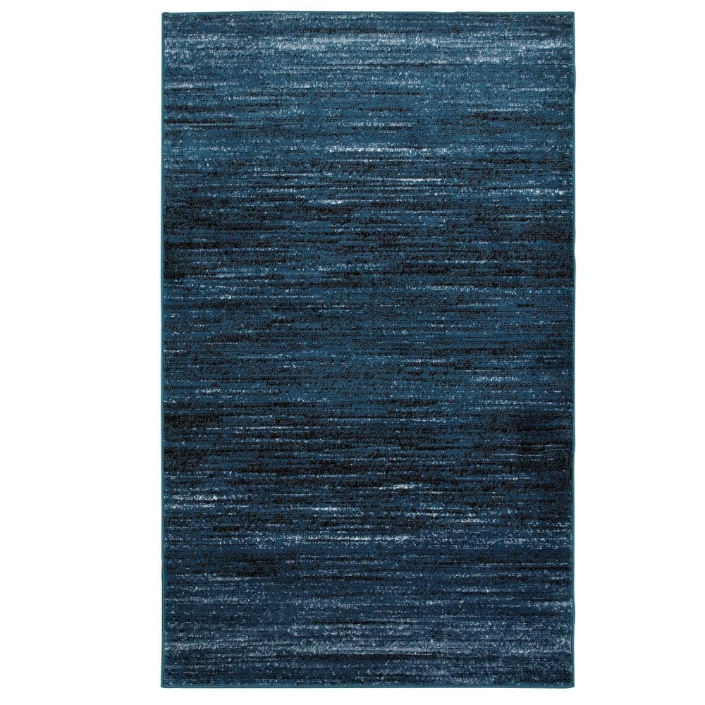 Myra Distressed Soft Blue/Black 5 ft. 2 in. x 7 ft. 2 in. Rectangle Indoor Area Rug - Hercitys