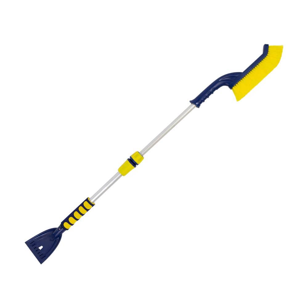 Basic Extendable 35-45 in. Snow Brush with Ice Scraper, Ergonomic Dual Foam Handles - Hercitys