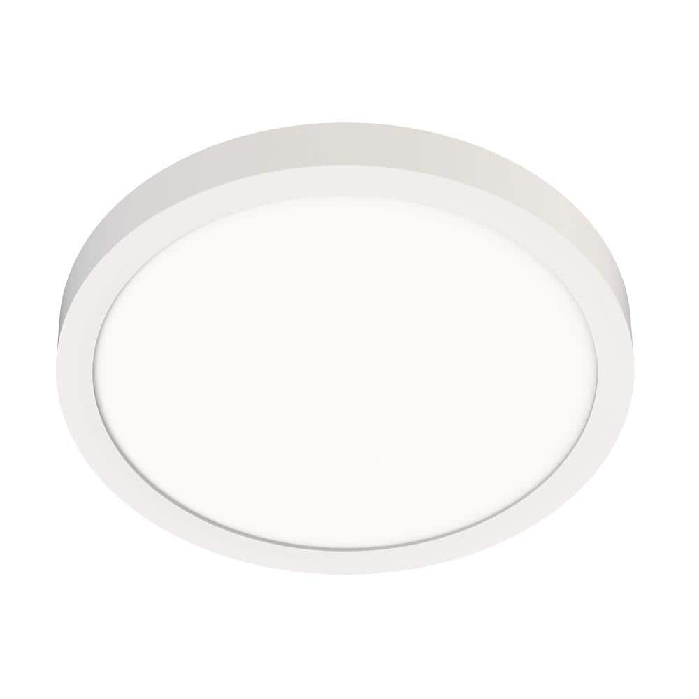 Slimform 11 in. White Integrated LED Flush Mount for J-Box Installation with Switchable Color Temperatures - Hercitys
