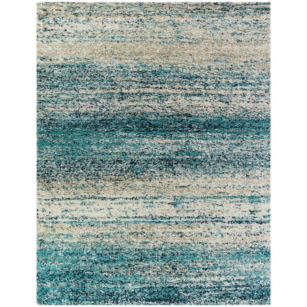Eastleigh Teal 5 ft. x 7 ft. Abstract Shag Area Rug - Hercitys