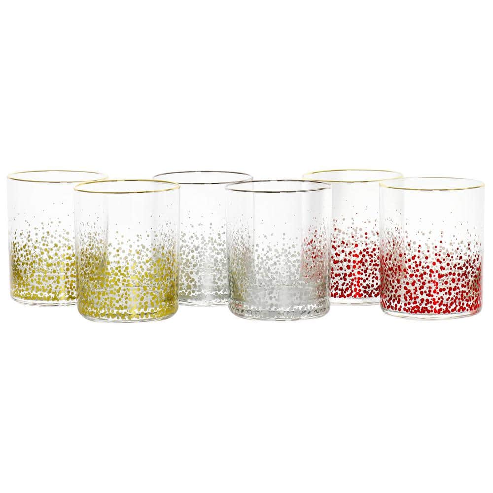 California Designs Audrey Hill 6 Piece 13.5oz Double Old Fashion Glass Set in Assorted Colors - Hercitys