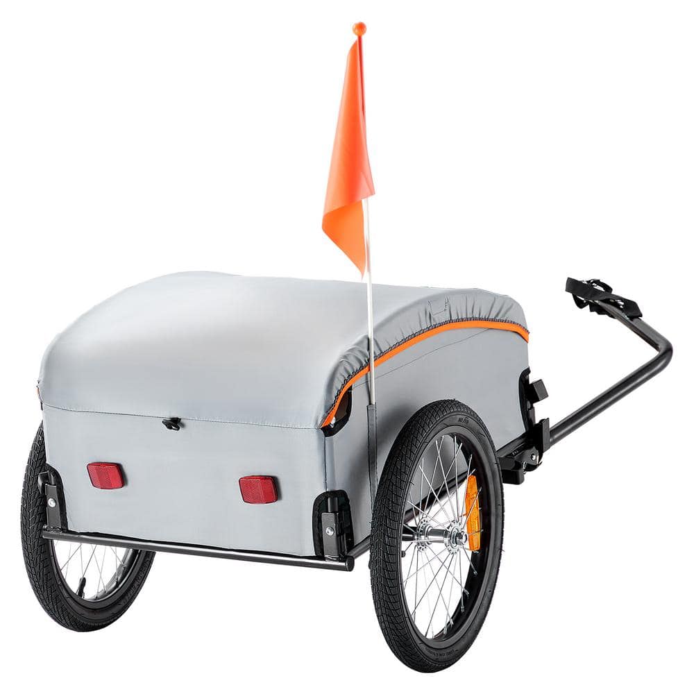Bicycle Trailer, 100 lbs. 3.27 cu. ft. Capacity, Metal, Durable Cart, Universal Coupler,Protective Cover,16 in. Tires - Hercitys