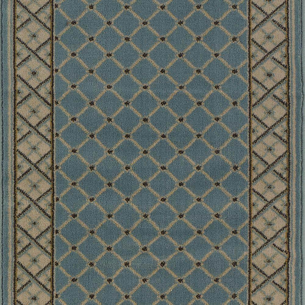 Stratford Bedford Light Blue 33 in. x Your Choice Length Stair Runner Rug - Hercitys