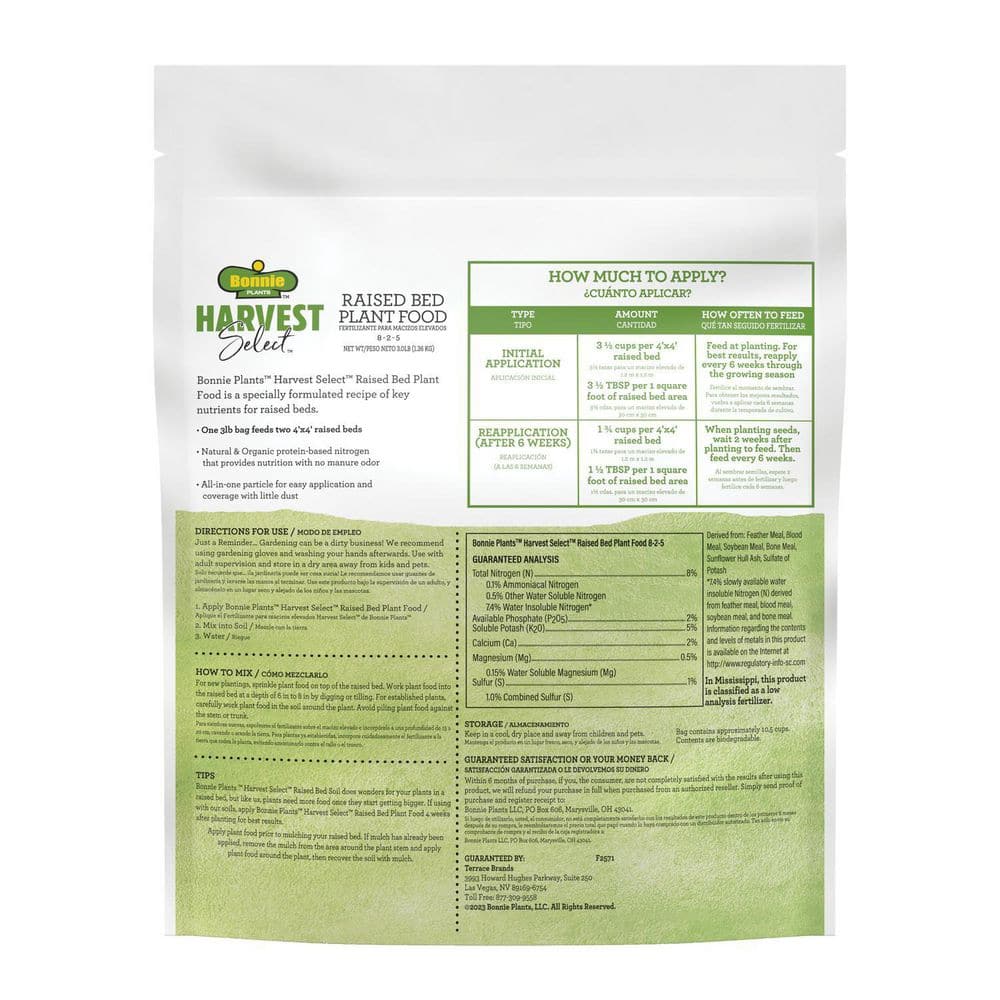 Harvest Select 3 lbs. Natural & Organic Raised Bed Plant Food to Support Vegetable and Herb Growth - Hercitys
