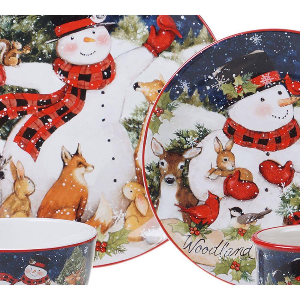 9 in. Magic of Christmas Snowman Multicolored Earthenware Dessert Plate (Set of 4) - Hercitys